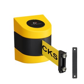 Crowd Control Warehouse - CCW Series WMB-220 Magnetic Wall Mount Retractable Belt Barrier - 15 Foot, Yellow with"Danger - Forklift Trucks" Black Letters Belt with Yellow ABS Case