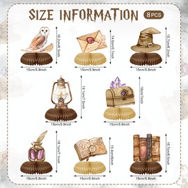 Magical Wizard Birthday Decorations 8Pcs Magic School Witch Wizard Honeycomb Centerpieces Vintage Castle Owl Table Topper Decor for Magical Baby Shower Party Supplies