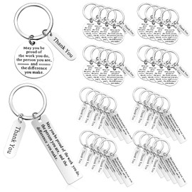 32 Pcs Thank You Gifts Keychain Bulk Employee Appreciation Keychain Christmas Gift for Volunteer Coworkers Women Men(Silver)