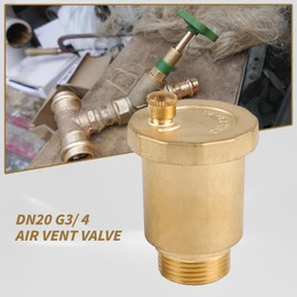LALAGO Automatic Quick Bleeder DN20 3/4 Inch Bleed Valve, Brass Air Vent Hole, Brass Automatic Bleed Valve with Male Thread, System Bleeder Vertical
