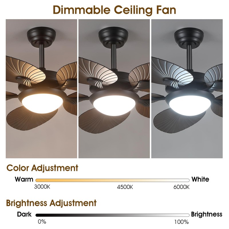 Wiviniya Tropical Ceiling Fans with Lights and Remote/APP Control, 44
