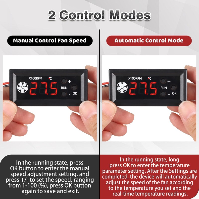 ICrduioo DC 12V 4-Wire Fan Speed Controller Fan Temperature Controller