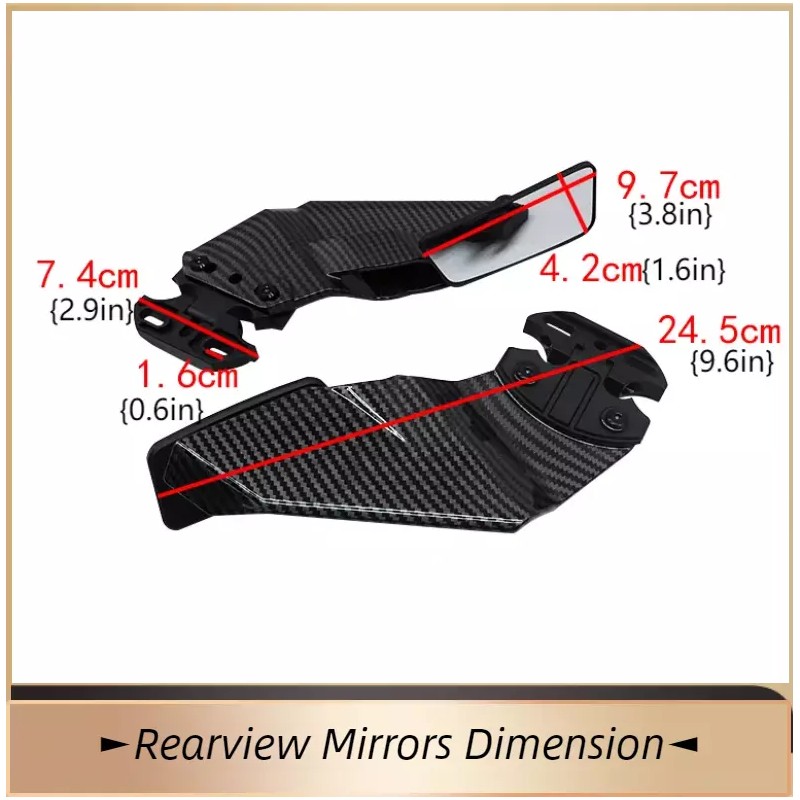 Unbranded Carbon Fiber Complete Wind Wing Rearview Mirror for Suzuki
