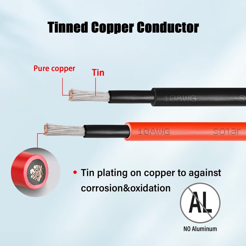 Kimbluth 10 AWG Solar Extension Cable 50FT Black + 50FT