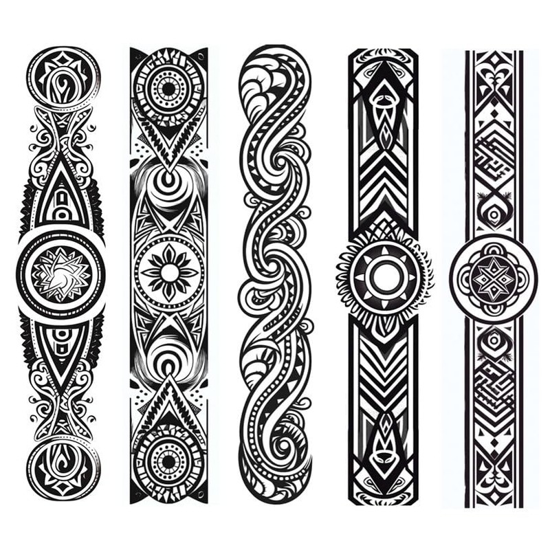 Marc5 Temporary Bracelet Tattoo Tribal Tattoo Maori Design 5 Sheets