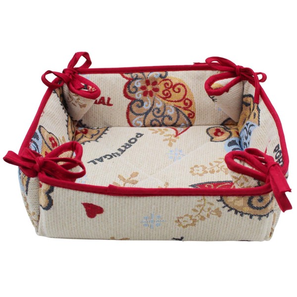 Traditional Portuguese Bread Basket - Handcrafted Cotton-Polyester Blend, 9" x