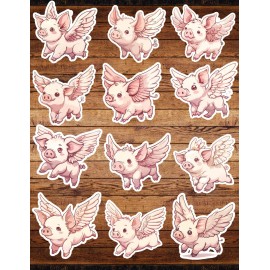 Unbranded Flying Pigs Die Cut Vinyl Stickers Set Scrapbooking Laptop Waterbottle