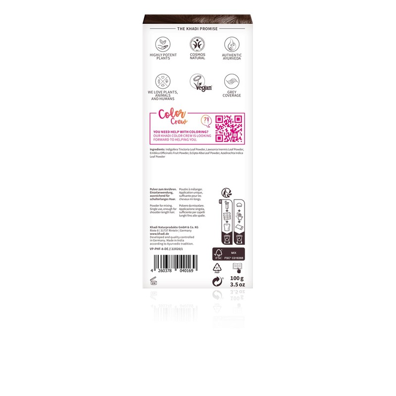 Khadi Bio Hair Colour DARK BROWN - 100g