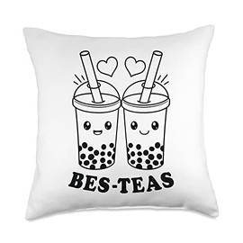 Smarty Pants Designs Kawaii BES Bubble Tea Cute Boba Besties Throw Pillow, 18x18, Multicolor