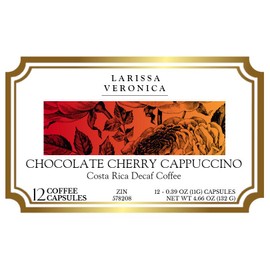 Chocolate Cherry Cappuccino Costa Rica Decaf Coffee (Single Serve K-Cup Pods) (Gourmet, Naturally Flavored, Whole Coffee Beans) (12 pods, ZIN: 578208)