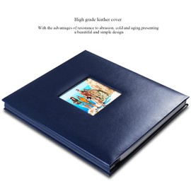 Photo Album Self Adhesive Pages, Leather Cover Albums with 60 Sticky Pages, Scrapbook Albums for Christmas, Wedding, Birthday Baby Gifts Hold 3X5, 4X6, 5X7, 6X8, 8X10 Photos Album Blue