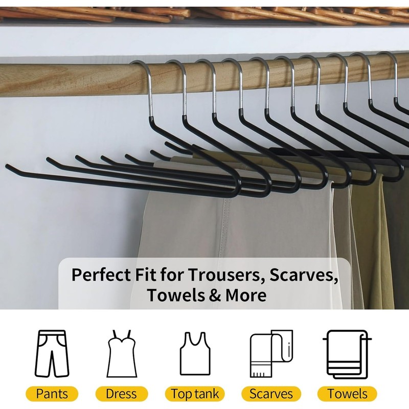 30 Pack Open Ended Pants Hangers, Non-Slip Metal Trouser Hangers