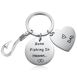 Aesnefe Fishing in Heaven Memorial Keychain, Sympathy Keyring Gift, Dad Memorial Gifts, Loss of Father Gift, Daddy Remembrance Gift, Dad Papa Bereavement Condolence Keepsake