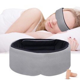 ACWOO Sleeping Mask, Eye Mask, Side Sleeper Sleeping Mask, Skin-Friendly, Breathable Eye Mask, Sleeping Masks with Adjustable Velcro Fastener for Night Sleep, Travel and Nap (Black Grey)
