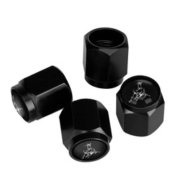 Muishi Running Horse Tire Valve Stem Caps, Aluminum Black Stem Tire Valve Caps Universal Stem Covers for Cars, SUVs, Trucks, Bikes, Motorcycles, Bicycles (4 Pack)