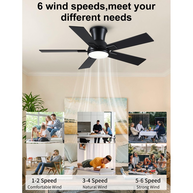 Wellspeed Ceiling Fans with Lights,Indoor/Outdoor Ceiling Fans Remote Control,5 Blades