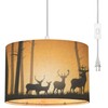 BAISTSAELER Plug in Pendant Light Horizontal Wild Deer Forest Sunset
