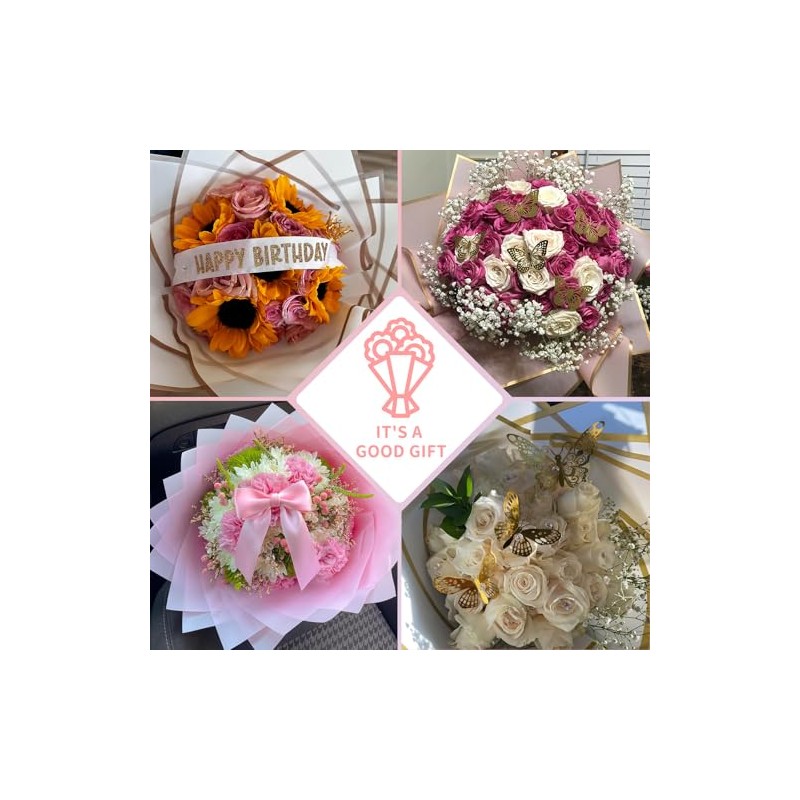 BESUPERT 52Pcs Flower Bouquet Wrapping Paper Kit, 20 Sheets White