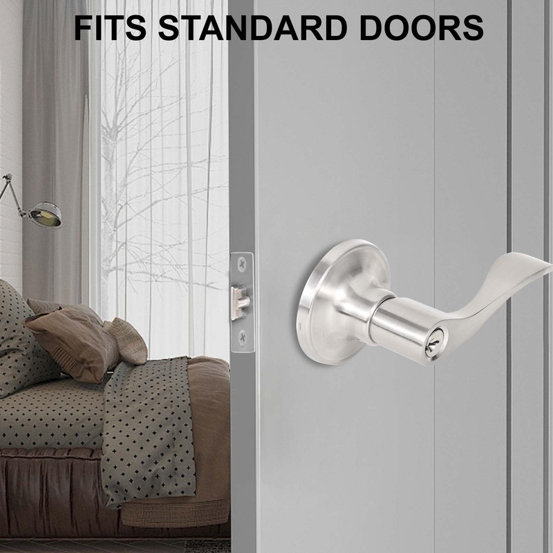 Brigligh High-Security Stainless Steel Door Handle with Lock and Key,