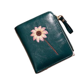 Oyccen Beautiful Women's Wallet with Zip Wallet Small Purse Girls Short Card Holder, Green, Classic