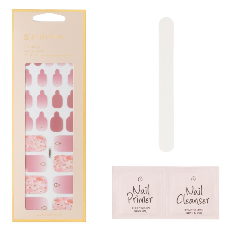 ZINIPIN FA00281 Foot Nail Sticker Watercolor Style Rose Pink