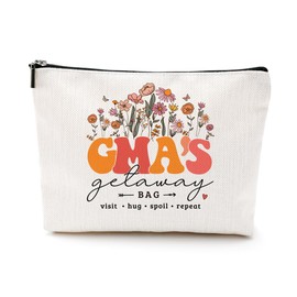 EIXU Funny Retro Flower Gma Gifts, Grandma Gifts from Granddaughter Mothers Day Birthday Cosmetic Bag Christmas Thank You Gifts Makeup Bag for Women Nana Best Friend Mom Mimi Nanny Grandmother