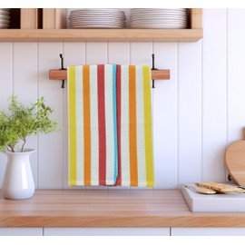 COTTON CRAFT Oversized Kitchen Towels - 4 Pack 100% Cotton Basketweave Dish Towels - Absorbent Reusable Low Lint Quick Dry Tea Towel - Cooking Drying Restaurant Bar Cleaning Cloth Napkin -20x30- Multi