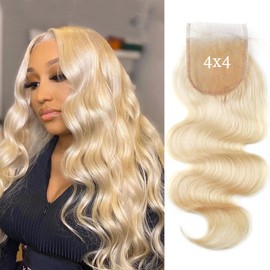 Sent Hair 4 * 4 613 Blonde Lace Closure Human Hair Body Wave Free Part with Baby Hair Brazilian Human Hair Closure 16 inch