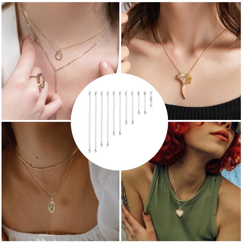 10pcs Necklace Extender Chains, 5 Sizes Bracelet Extender with Double