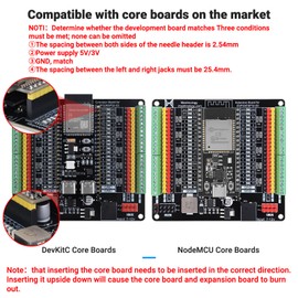 Meshnology ESP32 Breakout Board for ESP32 / ESP32-S3 WROVER WROOM/DevKitC/NodeMCU Expansion Board with Four Plastic Seals 5V 3.3V Sockets GPIO Status LED (N40)