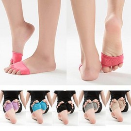 Anti-Slip Sweat-Absorbing Yoga & Pilates Half Toe/Over-the-Knee Socks Toe Black 3ea