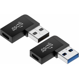 Herfair 2 Pack USB-C Female to USB Male Adapter, USB C to USB 3.1 90°Angle Data Transfer Converter Coupler 10Gbps Adapter Compatible with Mbook, Notebook, Tablet, Smartphon(Up and Down)