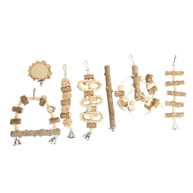 Bird Chewing Toys Hanging Natural Wood Parrot Swing Chewing Toys