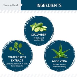 Chew + Heal Labs Pet Tear Stain Remover for Dogs - 4 oz Water-Based Dog Eye Wash & Cleaner - Dissolves Gunk & Buildup - Aloe Vera & Cucumber Extract