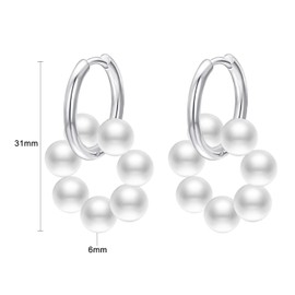 JOLCHIF Pearl Hoop Earrings Gold 18 K Gold-Plated Round Pearl Hoop Earrings for Women Earring Pearl Jewellery, White gold plated, Faux pearls