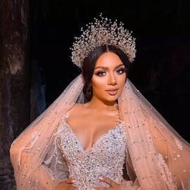 Bridal Wedding Headband Crystal Tiara Crown，Queen Tiaras and Crowns，Wedding Bride Crowns For Birthday Party Wedding Pageant Hair Accessories (Golden/ Single crown)