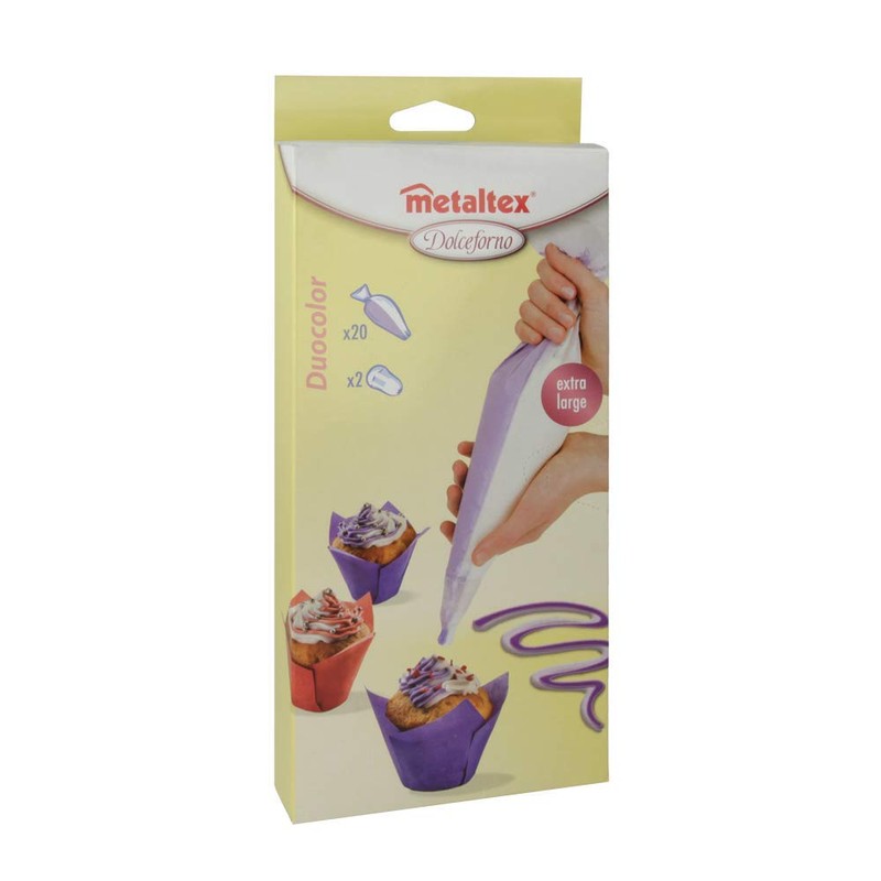 Metaltex Double Icing Decorating Bags with 2 Dual Nozzles, Set