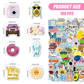 100Pcs Cute Cartoon Stickers - Kawaii Waterproof Vinyl Stickers for Laptop, Skateboard, Bike - Fun Stickers for Kids & Teens (A)