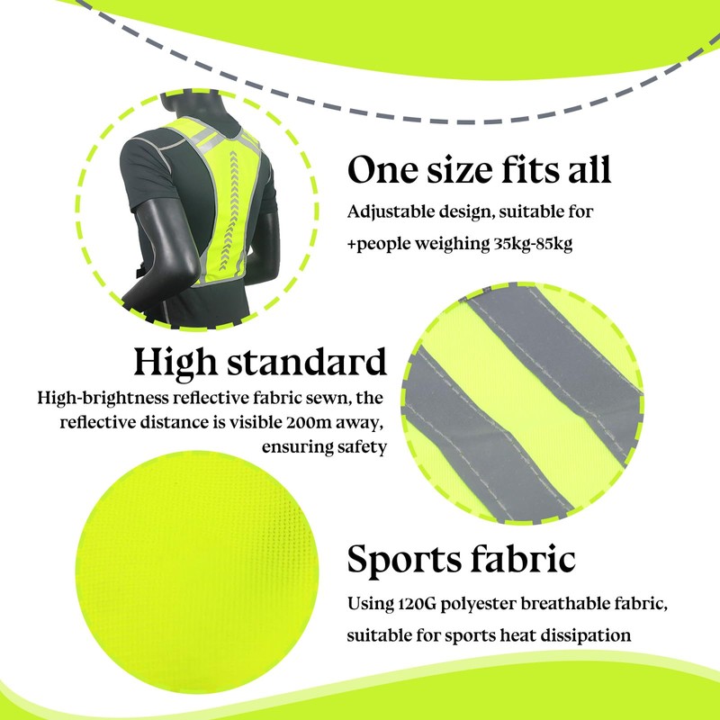 VEGCOO Reflective Running Vest Set, Adjustable High Vis Running Vest