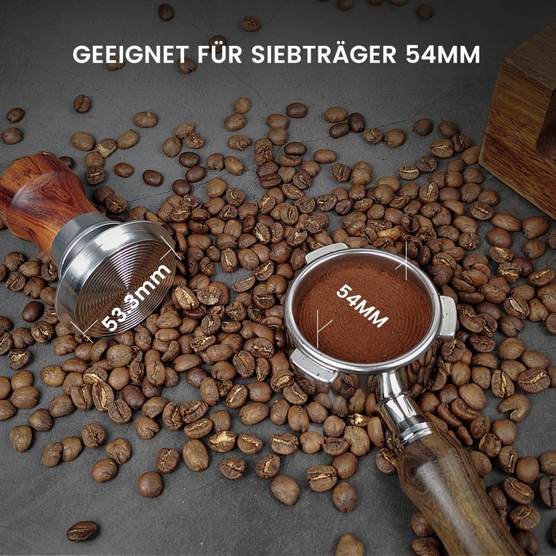 HOLIHOKY Coffee Tamper 54 mm, Spring Loaded Coffee Tamper with