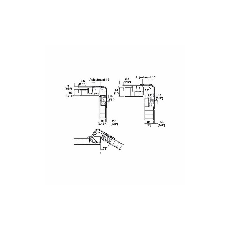Elef America 343.90.710 Pie-Cut Corner Hinge (1 Pack)