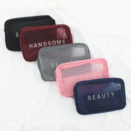 Cosmetic Mesh Pouch Makeup Lipstick Brush Toiletry Navy 5ea