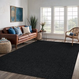 Easy Jute Rug 8x10 Indoor Outdoor Natural Rugs Solid Fiber Rug Woven Area Rug Boho Easy Clean Inside Carpet for Living Room Bedroom Dining Room Hallway or Outdoor Patio Porch (8 X 10 Dark Grey)