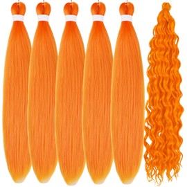 Orange Braiding Hair Pre stretched for Boho BraidsBoho Braiding Hair with Boho Curls