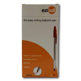 Thorness Pack of 50 red Eziball medium ball point pens