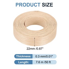 PATIKIL 22mm Red Oak Edge Banding,7.6m Wood Veneer Tape Pre-glued Flexible Plywood Edge Banding with Hot Melt Adhesive for Furniture Restoration(50 ft)