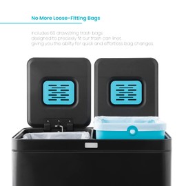 Home Zone Living 8 Gallon Kitchen Trash Bags with Drawstring Handles, Heavy Duty Custom Fit Design for 30 Liter Dual Recycling Liners, Code 30R, 60-Count