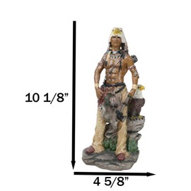 Ebros Gift 10" H Native American Sky Mountain Indian Tribal Eagle Warrior Hunter Chief Holding Axe Accompanied by Bald Eagle Bird Figurine As Home Decor Sculpture Cultural Heritage History Sculpture