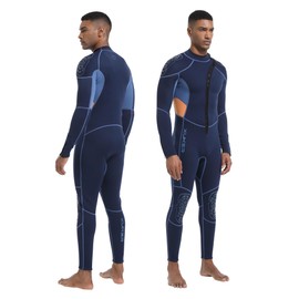 XUKER Mens Wetsuit 3mm, Neoprene Wet Suits for Men in Cold Water Front Zip Full Body Long Sleeve Diving Suit for Snorkeling Surfing Swimming Kayaking Canoeing