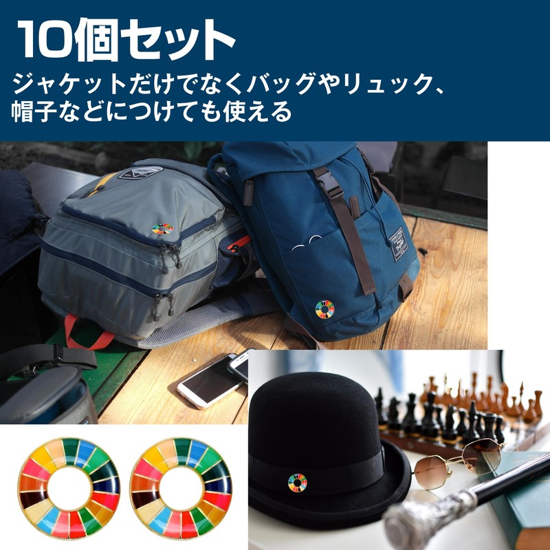 HAMILO SDGs Decorative UN Headquarters Pin Badge Jacket Bag Approx.